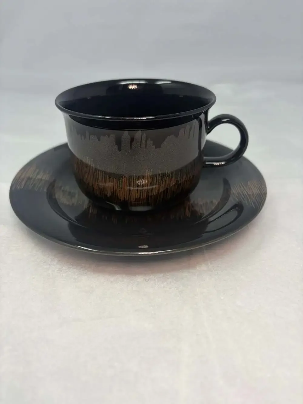 Vintage Arabia Finland Aurora Borealis Arctica Coffee Cup and Saucer Set mint